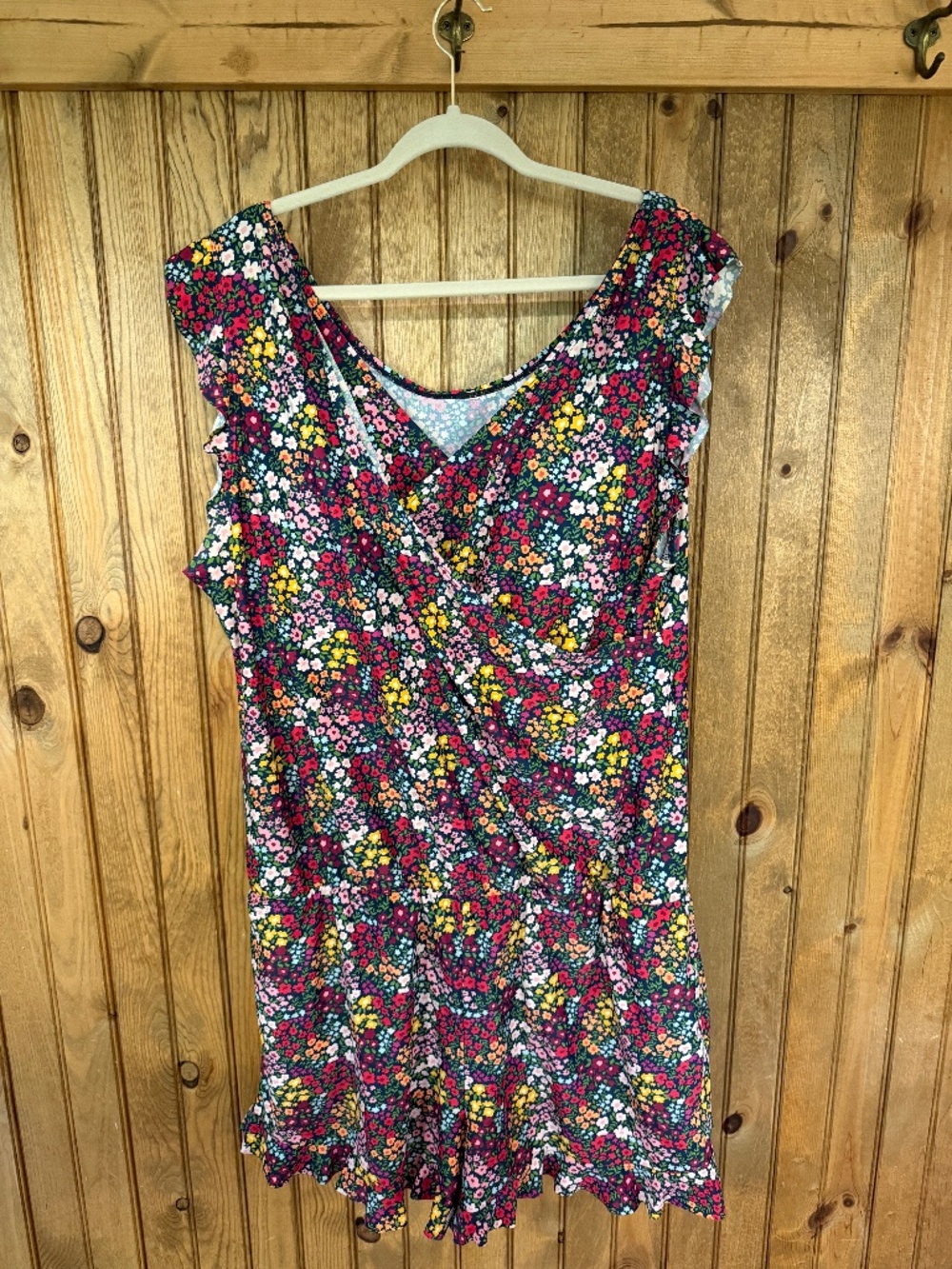 Floral V-Neck One-Piece Swimsuit in Multicolor